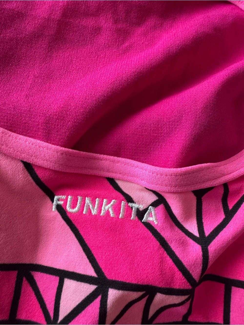 Like New FUNKITA - PINK PIECES - GIRLS DIAMOND BACK ONE PIECE Size 12 - Picture 3 of 5